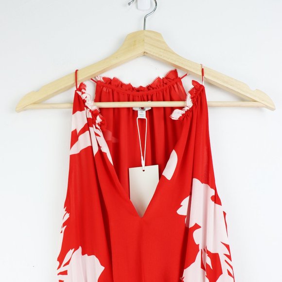 NWT Joie Jerelle Dress 100% Silk Sundress Tropic Red Floral Smocked Waist XS - Picture 6 of 11